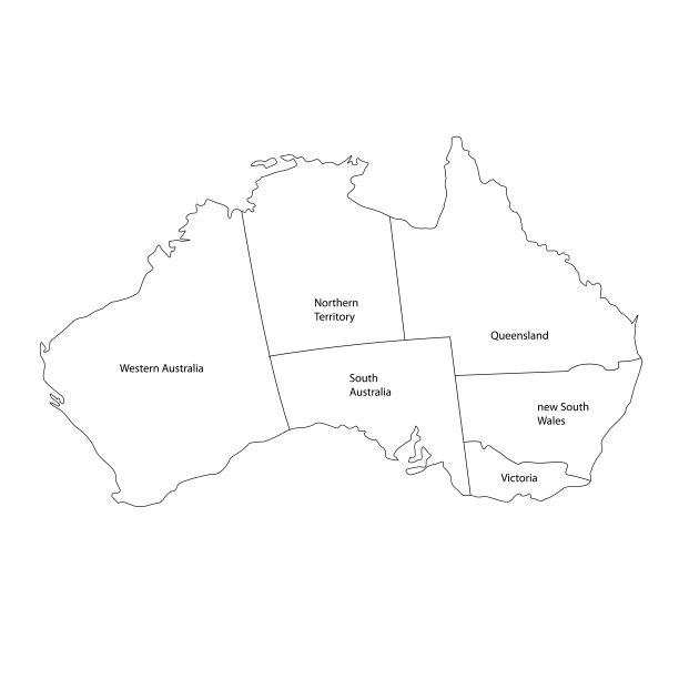 澳大利亚地图轮廓矢量艺术，图标，和图形图片下载
