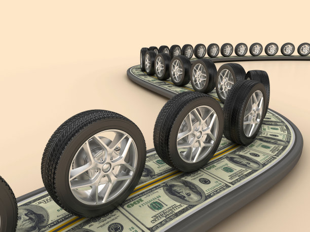 美元路上的3D车轮图片下载