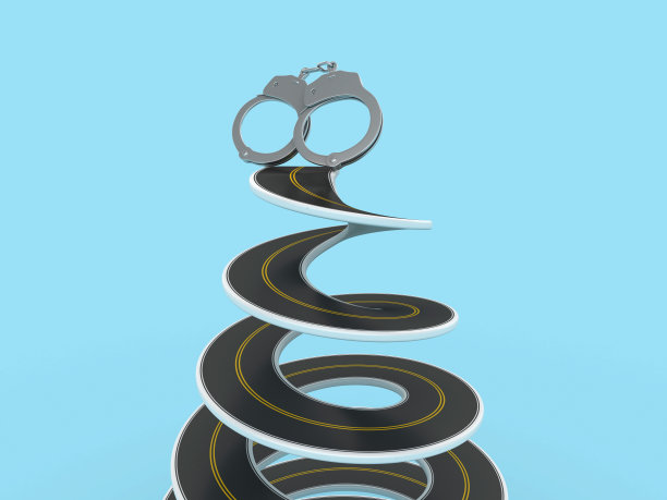 螺旋路上的3D手铐图片下载