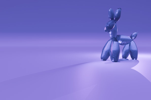 3d渲染紫色，有光泽的气球动物图片下载