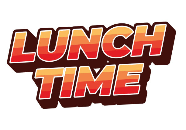 午餐时间。文字效果在3D风格与良好的颜色图片下载
