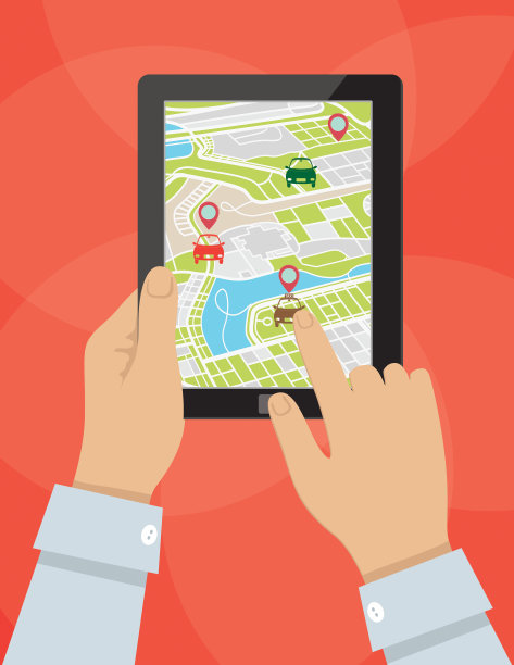 在平板电脑上使用拼车移动应用程序的人图片下载
