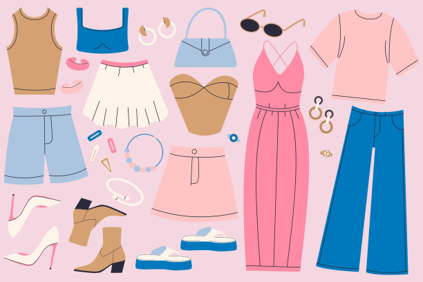 一大批时髦的妇女服装图片下载