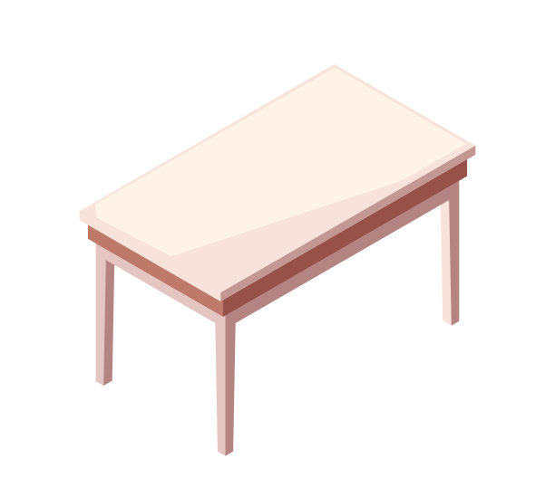 家居家具等距图标。厨房内部的大型木制餐桌。公寓或房屋设计的时尚家具。卡通三维矢量插图图片下载