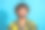 留着胡子、波浪发型、穿着印花衬衫的头脑男人的照片，在蓝色的背景上看命题的空白空间图片下载