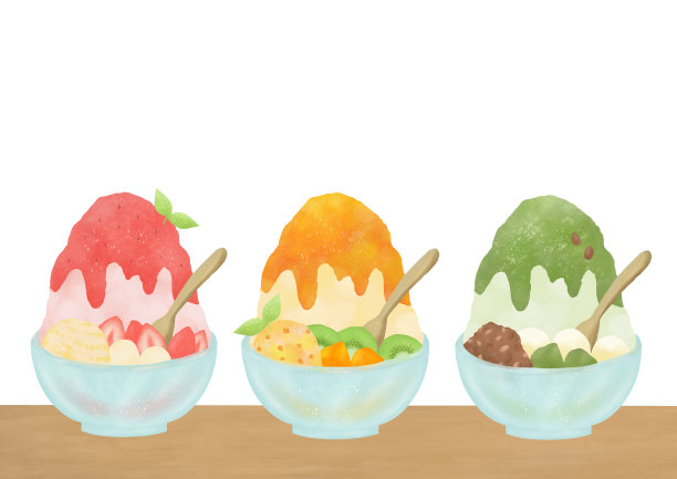 三种刨冰的图解图片下载