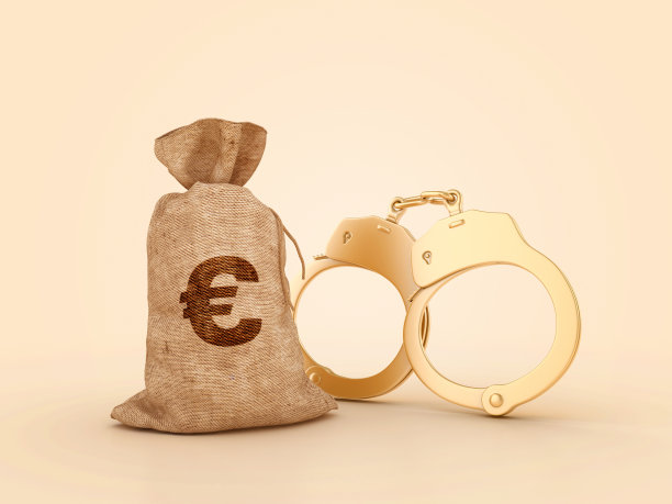 3D手铐与欧元钱袋图片下载