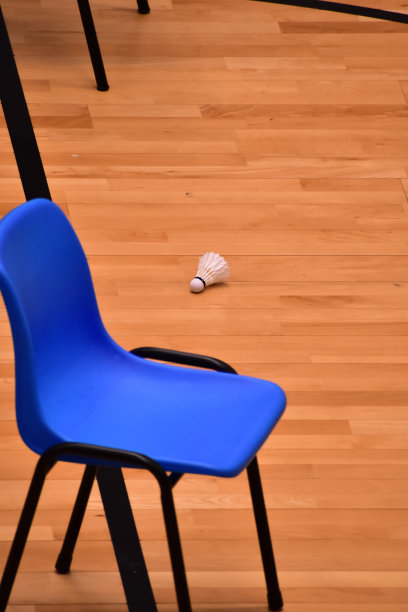 羽毛球场上的椅子。羽毛球场、体育中心不准人入内图片下载