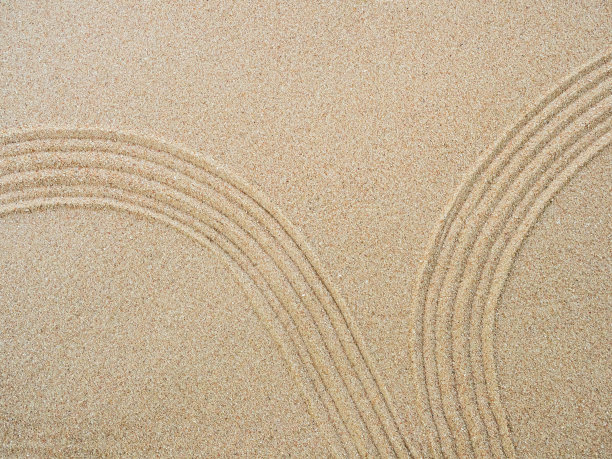 禅宗花园沙滩背景日本平衡冥想放松佛教灵性，模式线波曼荼罗模拟水疗度假瑜伽生活方式自然沙漠夏季，纹理沙漠，芳香疗法。图片下载