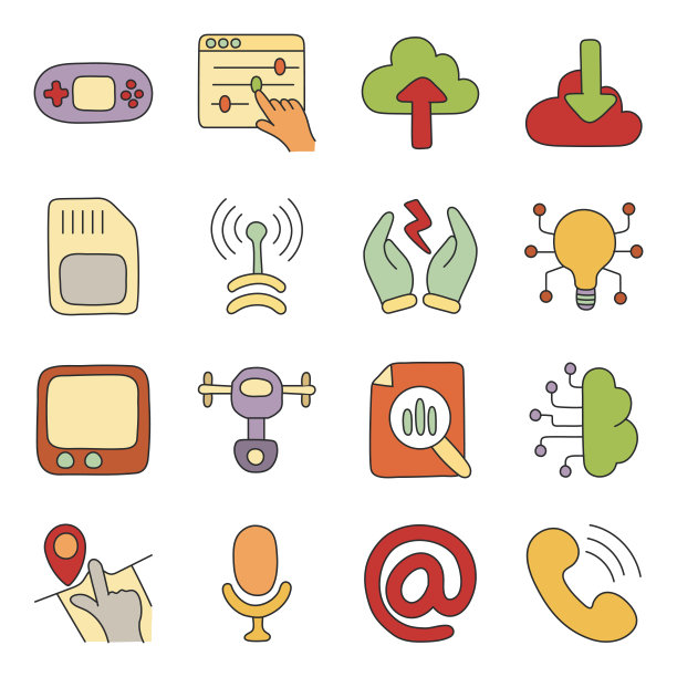 技术设备平面图标集图片下载