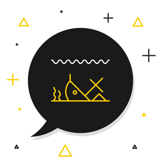 线沉船在海底图标孤立的白色背景。色彩缤纷的轮廓概念。向量图片下载