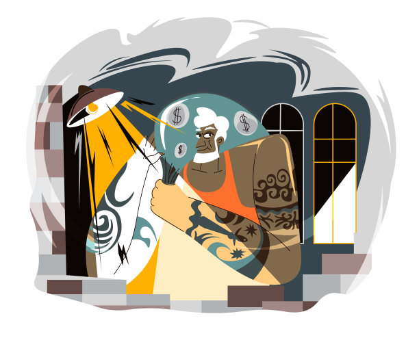 罪犯在夜间数着偷来的钱图片下载