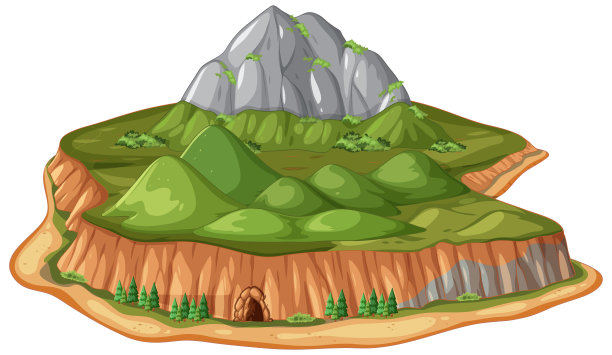 有洞穴的山的插图图片下载