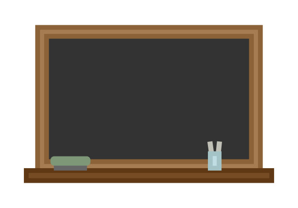 用粉笔和橡皮擦的棕色框架黑板图片下载