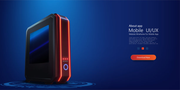 带有霓虹灯的高科技设计的未来主义黑色电脑机箱图片下载