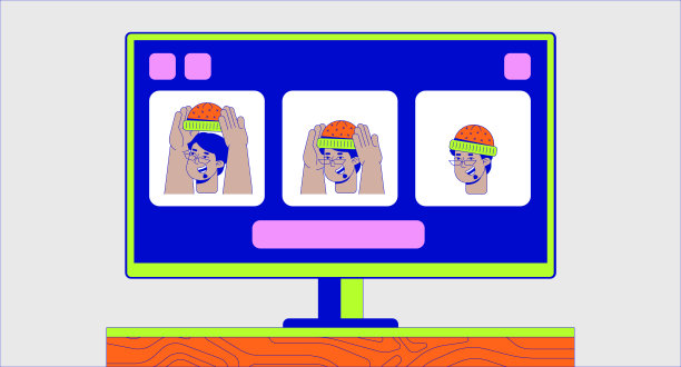 阿拉伯男时尚博主戴着帽子流二维线性插图概念图片下载