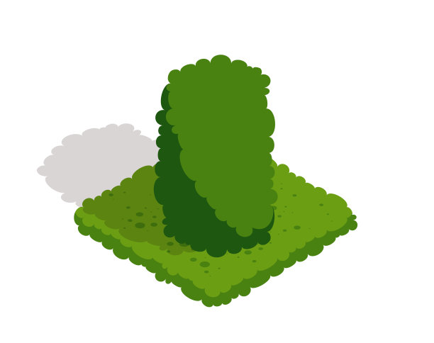 等距绿色灌木。图标与小园林植物的景观装饰。修剪过的枝叶繁茂的灌木。自然与环境。卡通三维矢量插图图片下载