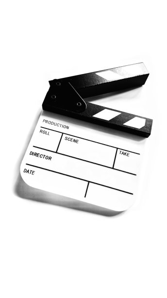 迷你电影板岩视频电影，孤立的白色背景图片下载