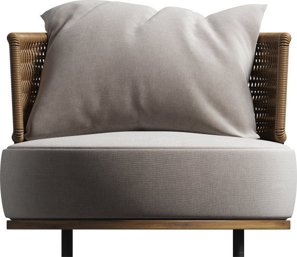 室外藤扶手椅的正面视图图片下载