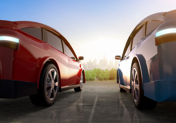 城市背景的电动汽车或电动车停车场图片下载