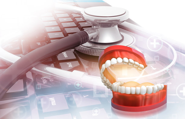 听诊器背景上的人牙图片下载