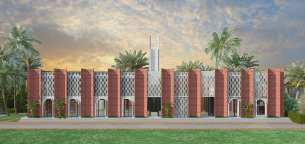 沿着城市街道展示精美的建筑外观，展现城市之美图片下载