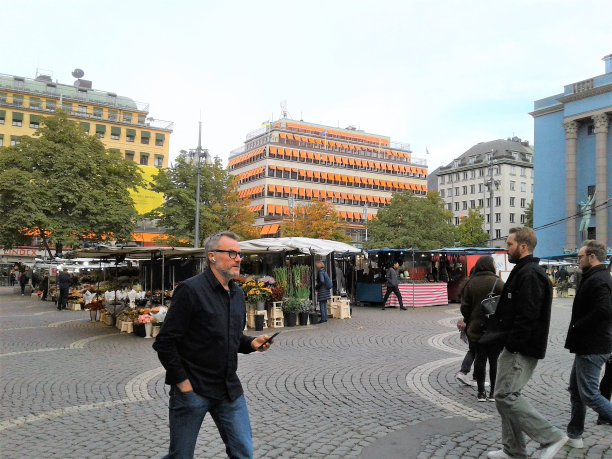 音乐厅前的Hotorget(干草市场)城市广场。图片下载