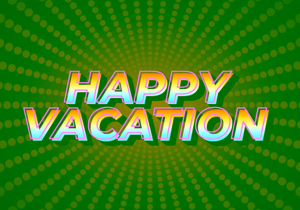 快乐的假期。文字效果在吸引眼球的颜色与3D风格图片下载