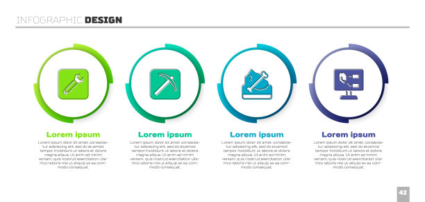 集扳手扳手，鹤嘴锄，考古和土壤分析。业务信息图表模板。向量图片下载
