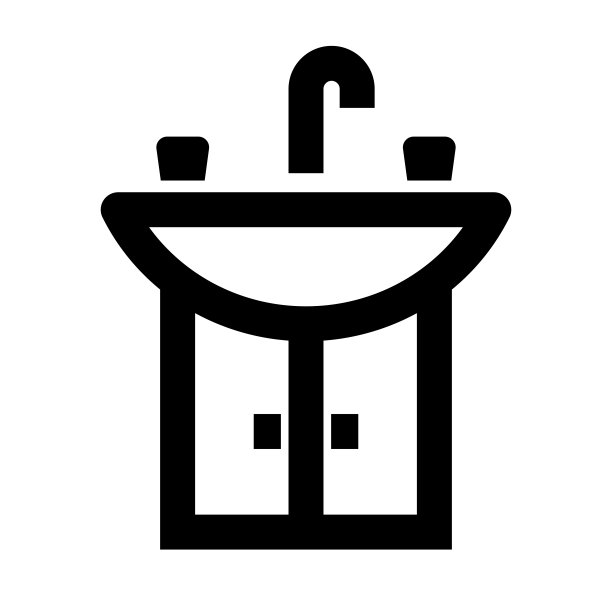 简单的洗手间图标。盆地图标。向量。图片下载