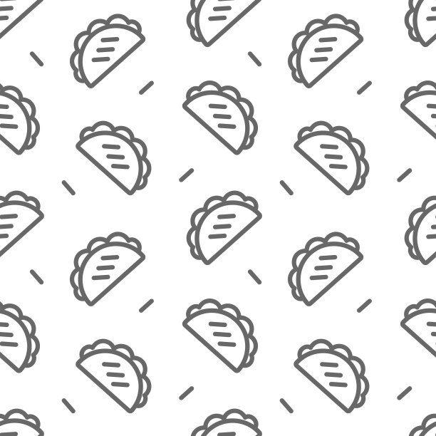 塔可图标无缝图案。矢量线图解。图片下载