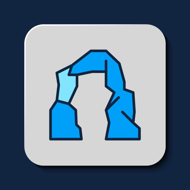 填充轮廓大峡谷图标孤立的蓝色背景。美国亚利桑那州的国家公园。向量图片下载