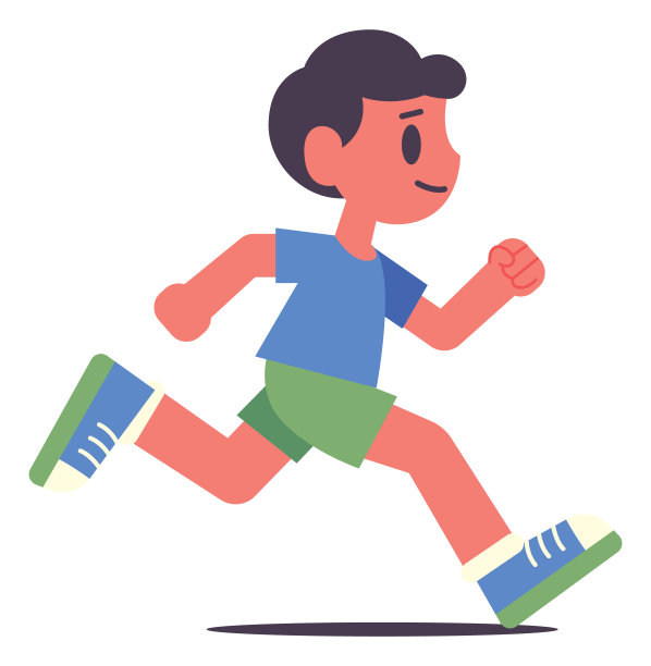 卡通小孩跑步运动平面设计插画图片下载