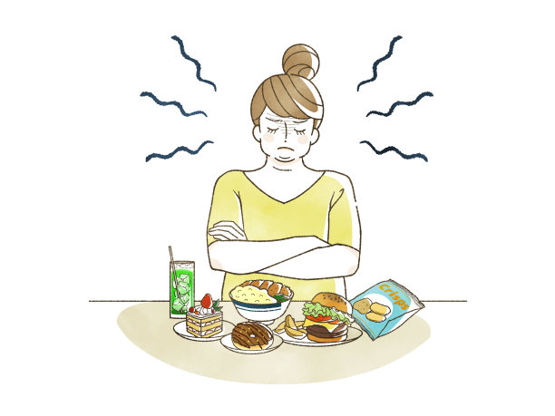 肥胖的女人抑制着她的食欲图片下载