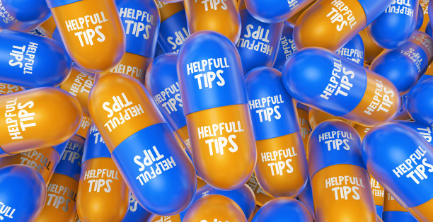 有用的提示，3D药丸视觉设计概念。图片下载