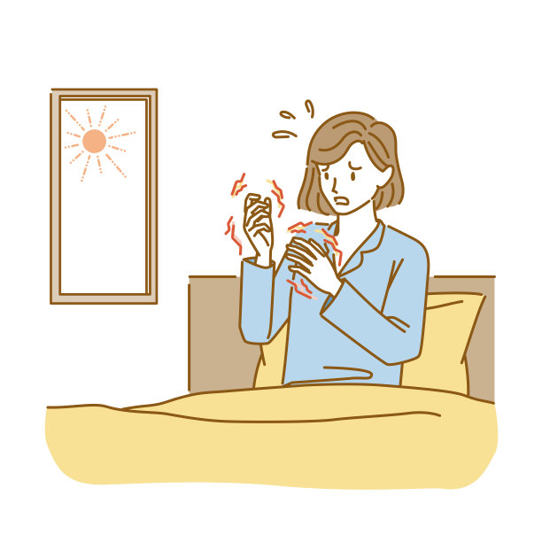女性的更年期症状:女性醒来时手和手指僵硬图片下载