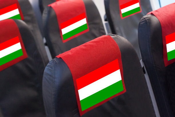 飞机上的空位上有匈牙利国旗。旅游，航班和交通在匈牙利的概念图片下载