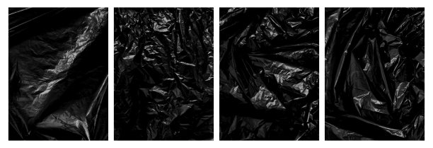 收集塑料包装纹理的背景和照片叠加效果。一套褶皱的塑料海报在拉伸风格图片下载