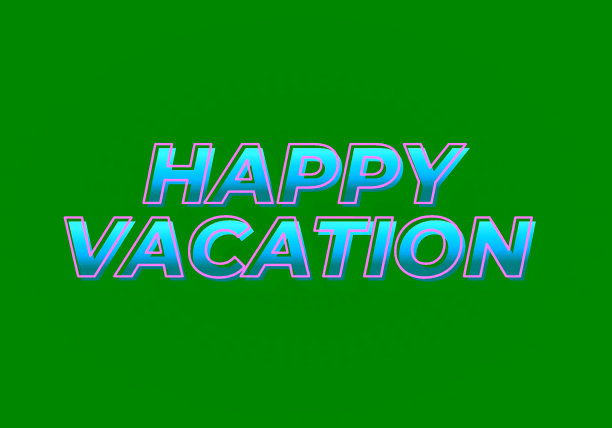 快乐的假期。文字效果在吸引眼球的颜色与3D风格图片下载