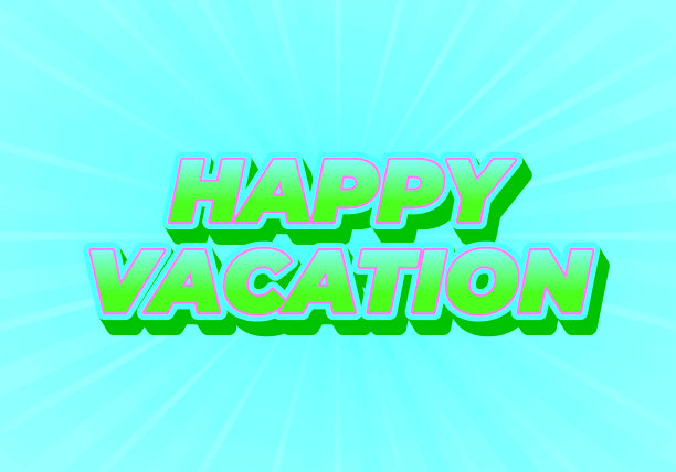 快乐的假期。文字效果在吸引眼球的颜色与3D风格图片下载