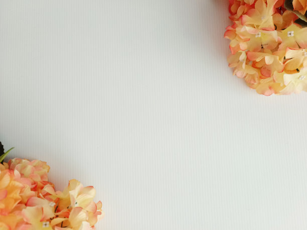 散焦视图的人工橙色花在角落的边界与白色的背景。图片可以用作壁纸或背景编辑图片下载