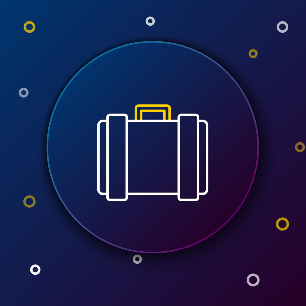 军用弹药箱与一些弹药子弹图标孤立的深蓝色背景。色彩缤纷的轮廓概念。矢量图图片下载