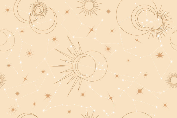 无缝矢量模式与太阳，星座，月亮和星星图片下载