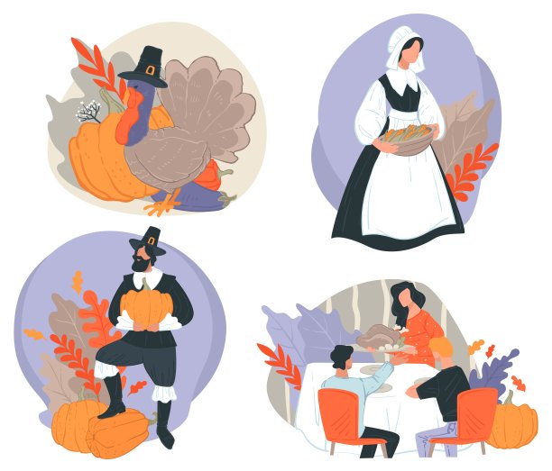家庭庆祝感恩节的载体图片下载