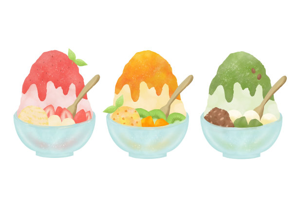 三种刨冰的图解图片下载