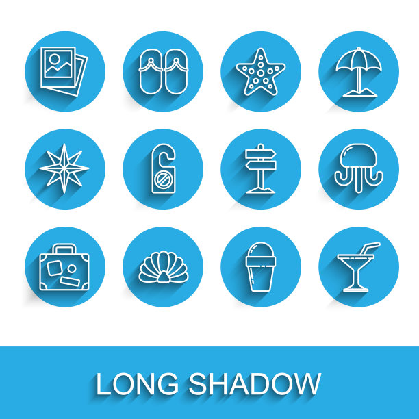 旅行箱，扇贝，照片，华夫蛋筒冰淇淋，马提尼酒杯，请勿打扰，水母和道路交通标志图标。向量图片下载