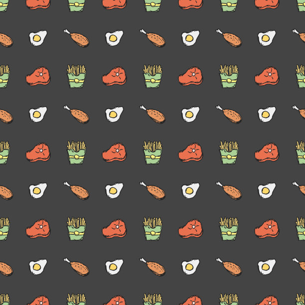 无缝的美国食物模式。用美国食物图标涂鸦插图。快餐背景图片下载