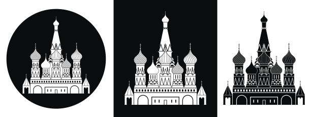 俄罗斯集。白色背景上孤立的俄罗斯建筑图片下载