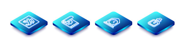 设置等距线扬声器静音，传统地毯，时钟和香水图标。向量图片下载