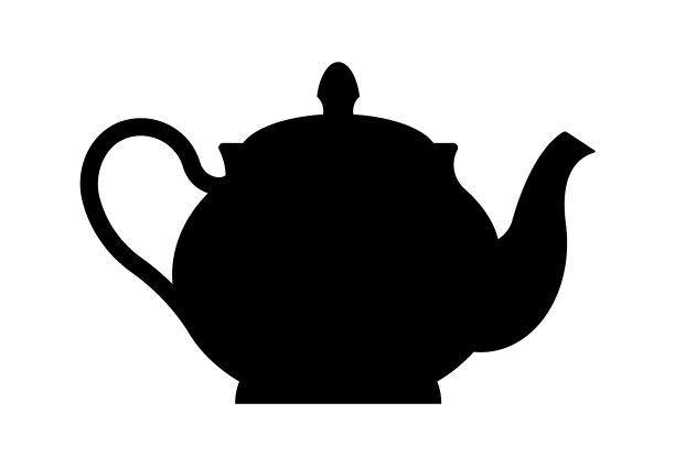 茶壶。黑色的轮廓。图片下载